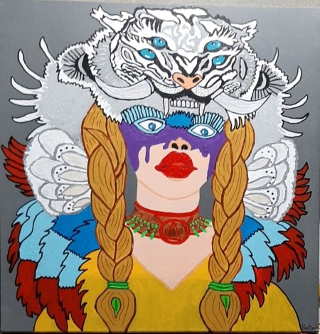 Woman with Double Eyed Tiger