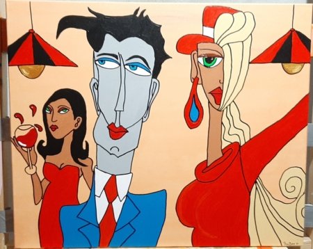 Three People and a wine glass