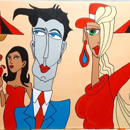 Three People and a wine glass