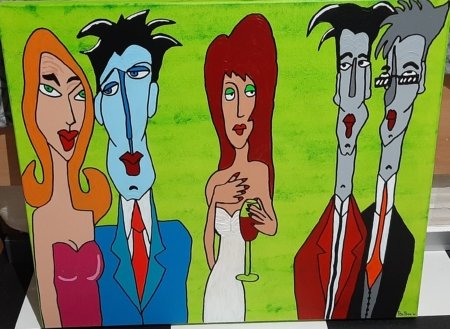 Five People and a wine glass