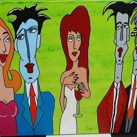 Five People and a wine glass